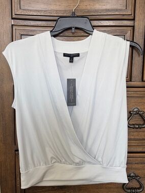 Banana Republic White Surplice Sleeveless Wrap Top
